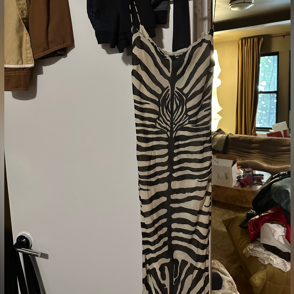 Ronny Kobo Collection Black and White Zebra Print Maxi Dress - Picture 2 of 4